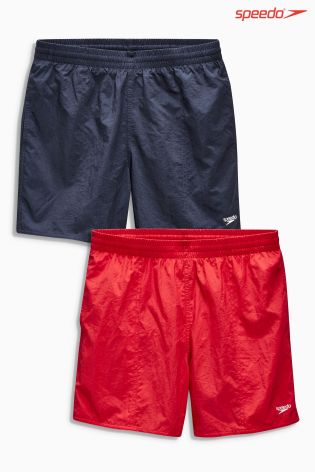 Navy/Red Speedo&reg; Solid Leisure 16&quot; Water Shorts Two Pack
